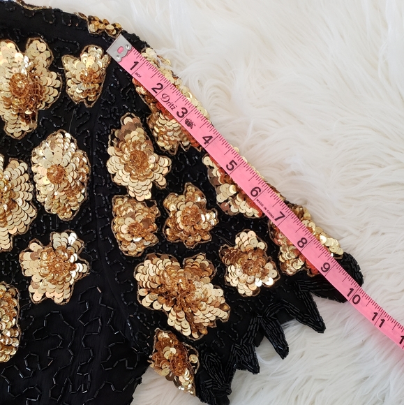 Vintage 1980s Floral Beaded and Sequin Dress - Picture 12 of 14